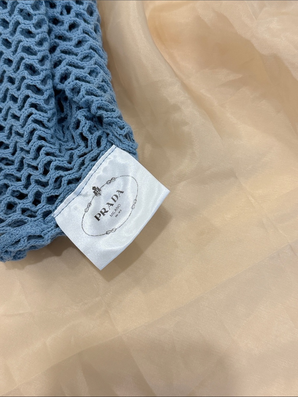 Prada Cotton Crochet Crop dress Blue  with removable slip - Picture 7 of 10
